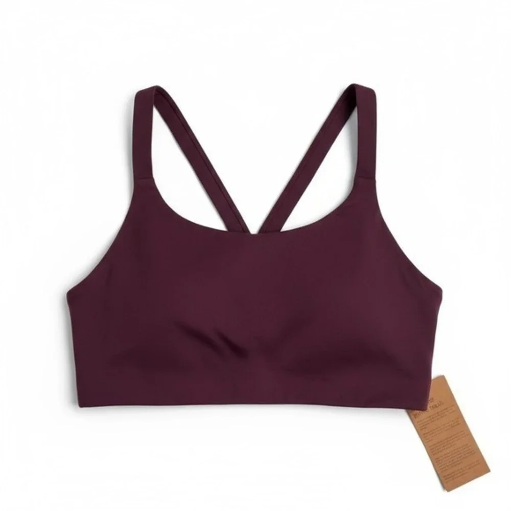 Girlfriend Collective‎ Lou Deep V-Back Sports Bra in Plum XL NWT